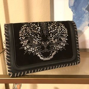 Zara black bag with silver tiger embellishment